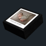 Newborn Baby Photo Modern  Gift Box<br><div class="desc">An adorable newborn baby photo with baby name and birth stats. Replace this sample photo with your own new baby photo. Tile top lacquered box with felt inside. For baby keepsakes or other small items.</div>