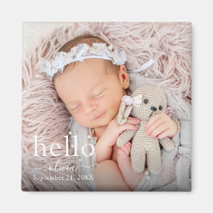 Newborn Baby Photo Name Birth Date Keepsake Simple Magnet
