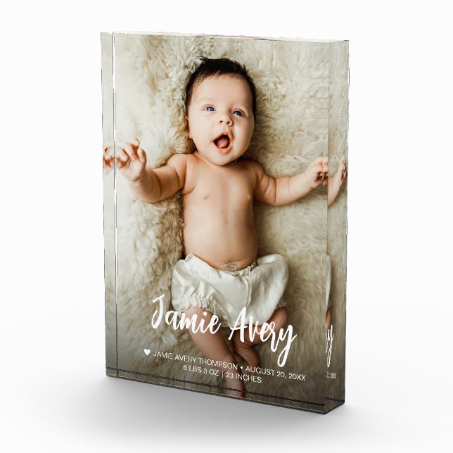 Newborn Baby photo name Script birth stats Block (Right)
