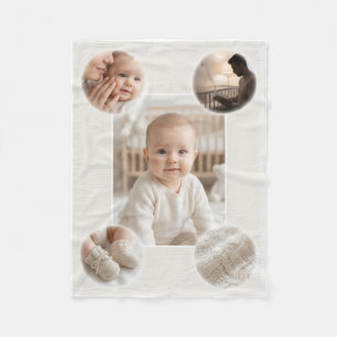 Newborn Baby Portrait Collage Grid Sweet Memories Fleece Blanket
