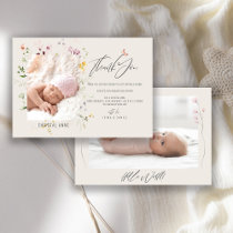 Newborn Baby Shower Girl Thank You Photo Birth   Announcement