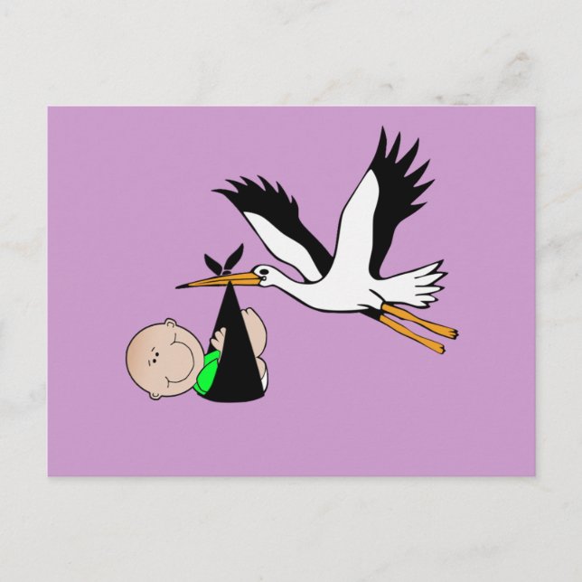 Newborn Baby & Stork Postcard (Front)