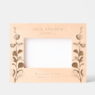 Newborn Birth Details Foliage Personalized Engraved Frames
