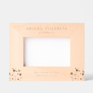 Newborn Birth Details Personalized Floral Engraved Frames