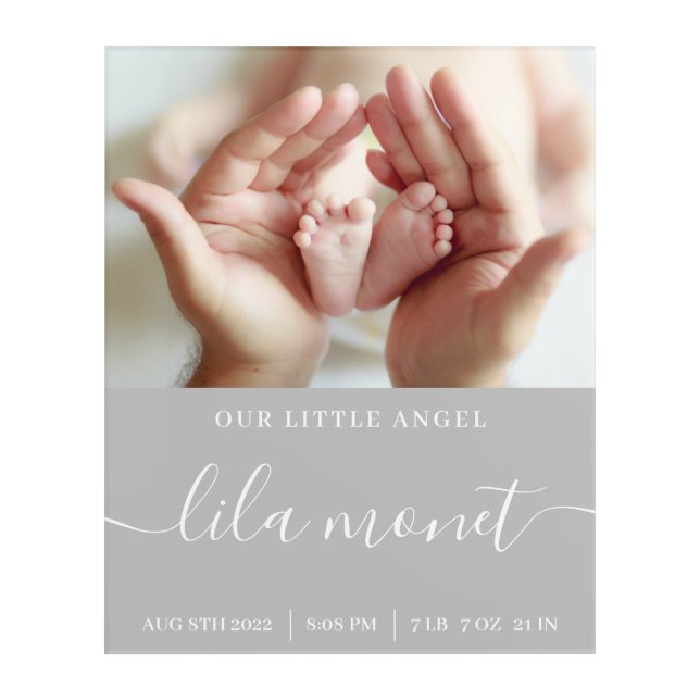 Newborn Birth Stats Acrylic Print  (Front)