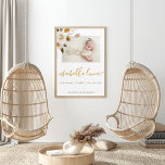 Newborn Birth Stats Photo Acrylic Art<br><div class="desc">Decorate your nursery with this beautiful mustard floral photo birth stats acrylic print!</div>