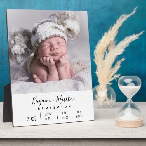Newborn Birth Stats Photo Plaque