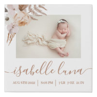 Newborn Birth Stats Photo Wrapped Canvas Print