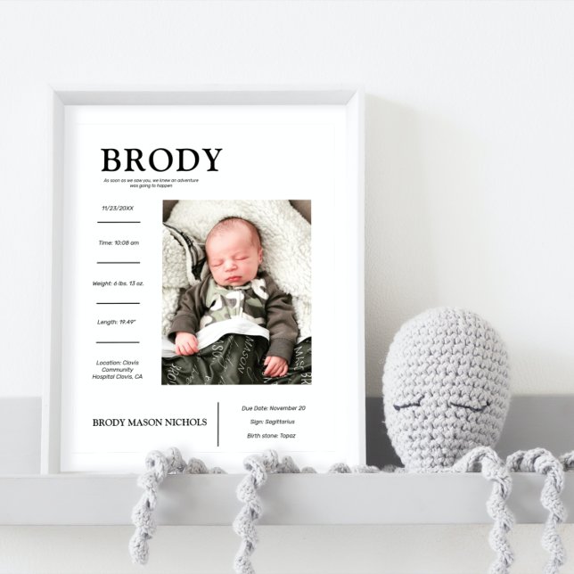 Newborn Birth Stats Print for Nursery Decor Gift (Creator Uploaded)