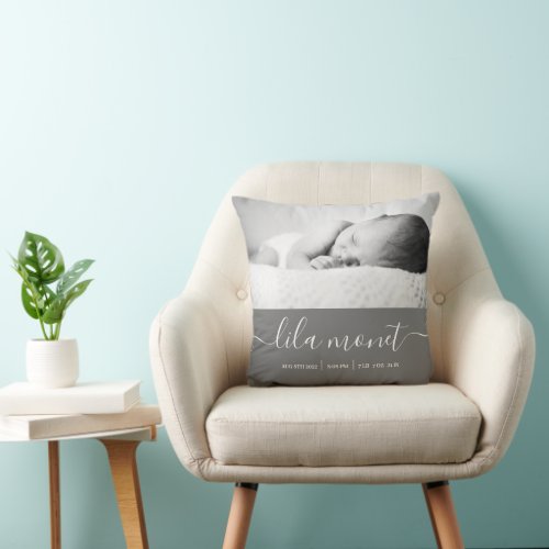 Newborn Birth Stats Throw Pillow