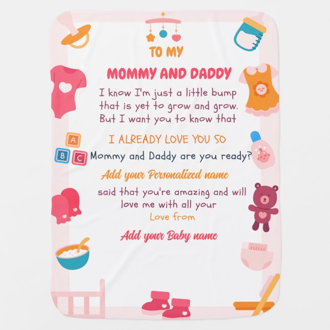 Newborn Blanket with Name & Custom Newborn message (Front)