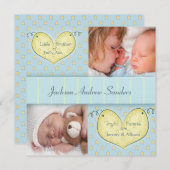 Newborn Boy with Sibling Photo Birth Announcement (Front/Back)