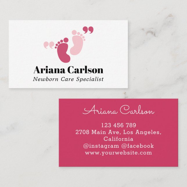 Newborn Care Specialist Neonatologist  Business Card (Front/Back)