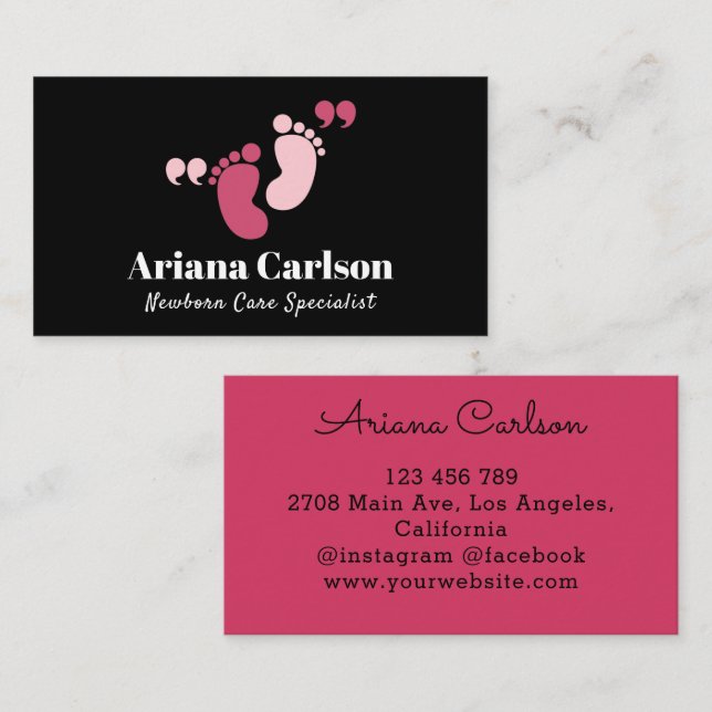 Newborn Care Specialist Neonatologist  Business Card (Front/Back)