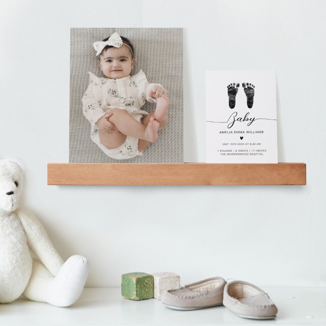 Newborn Custom Baby Footprints Birth Stats & Photo Picture Ledge (Creator Uploaded)