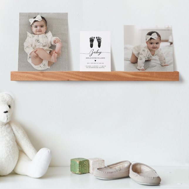 Newborn Custom Baby Footprints Birth Stats Photos Picture Ledge (Creator Uploaded)
