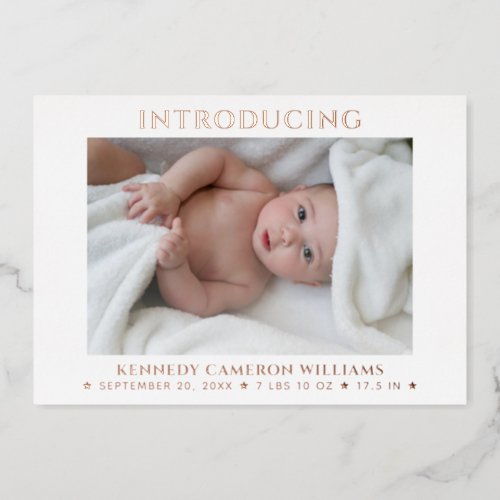 Newborn Custom Photo Simple Cute Hello Baby Birth Foil Invitation