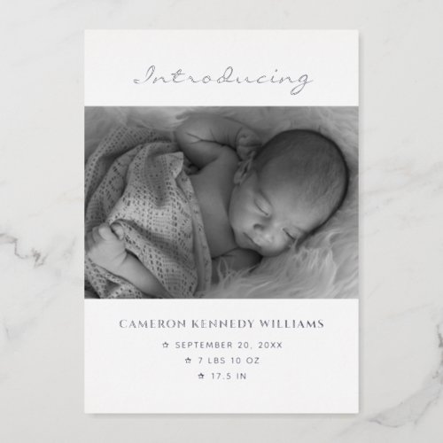 Newborn Cute Simple Custom Photo Hello Baby Birth Foil Invitation