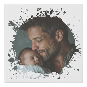 Newborn Dad Photo Canvas Print Faux Wrapped