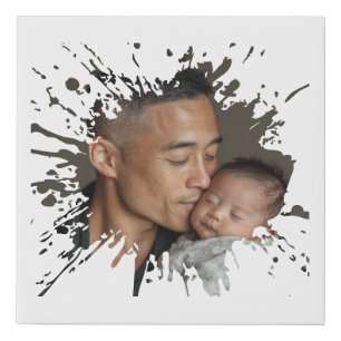 Newborn Dad Photo Print Canvas Faux Wrapped