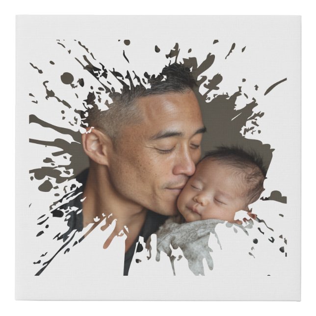 Newborn Dad Photo Print Canvas Faux Wrapped (Front)