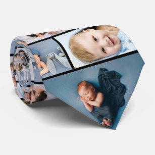 Newborn Father's Day Gift Family Photo Collage Neck Tie