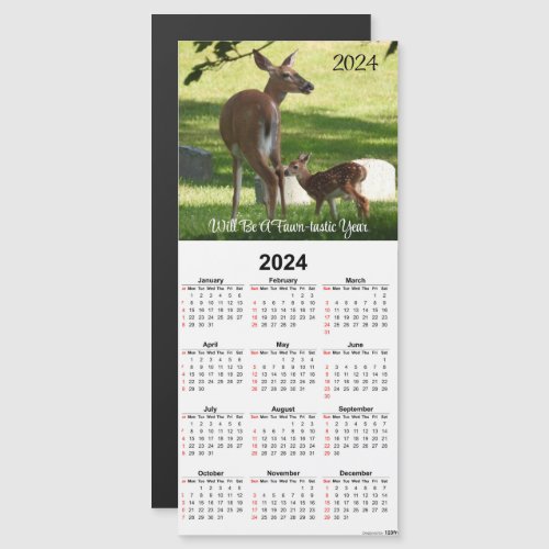 Newborn Fawn and Doe Magnetic Calendar Card