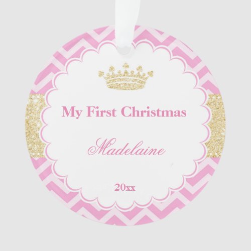 Newborn First Christmas Ornament Glitter Princess