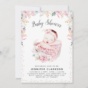 Newborn Floral Baby Shower Invitation