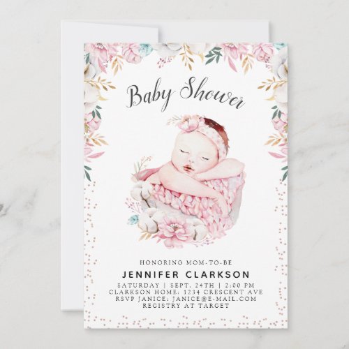 Newborn Floral Baby Shower Invitation