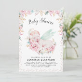 Newborn Floral Baby Shower Invitation (Standing Front)