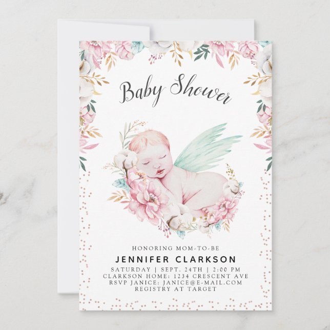 Newborn Floral Baby Shower Invitation (Front)
