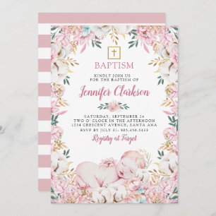 Newborn Floral Baptism Invitation