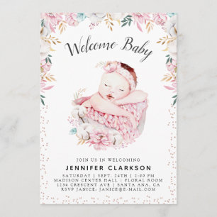 Newborn Floral Welcome Baby Invitation