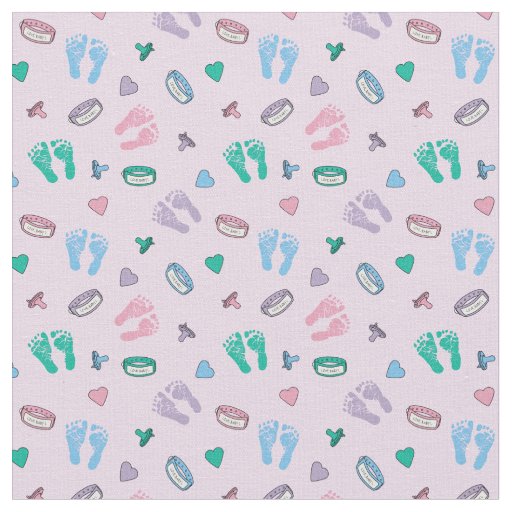 Newborn Footprints Binkies and ID pattern Fabric