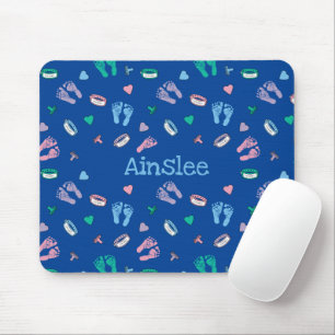 Newborn Footprints Binkies and ID pattern Mouse Pad