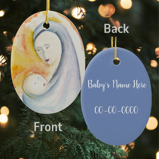 Newborn Gift Madonna and Child Ceramic Ornament (Creator Uploaded)