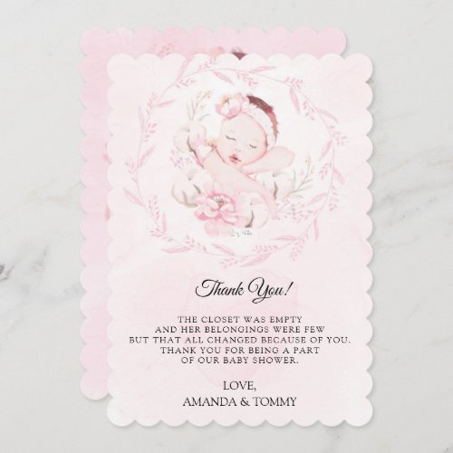Newborn Girl Baby Shower Thank You Card