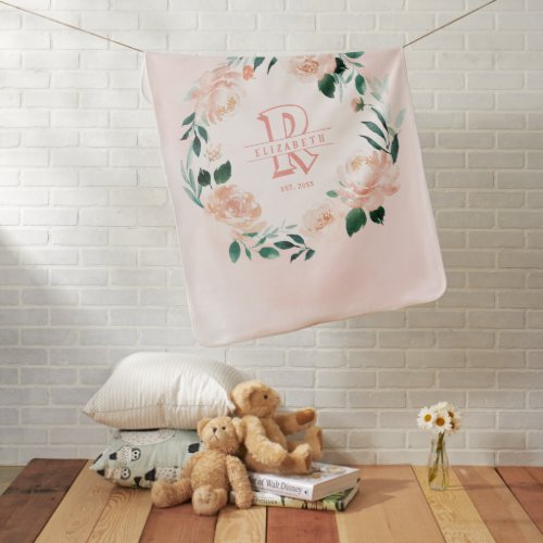 Newborn girl personalized baby keepsakes monogram baby blanket