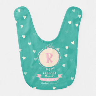 Newborn girl personalized baby keepsakes monogram bib