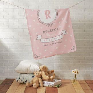 Newborn girl personalized baby keepsakes monogram blanket