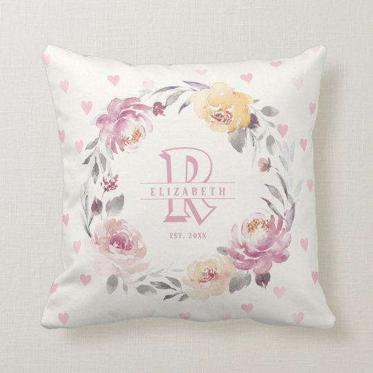 Newborn Girl Personalized Baby Keepsakes Monogram Throw Pillow
