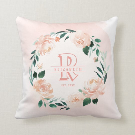 Newborn Girl Personalized Baby Keepsakes Monogram Throw Pillow
