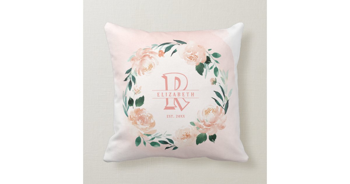 Newborn Girl Personalized Baby Keepsakes Monogram Throw Pillow