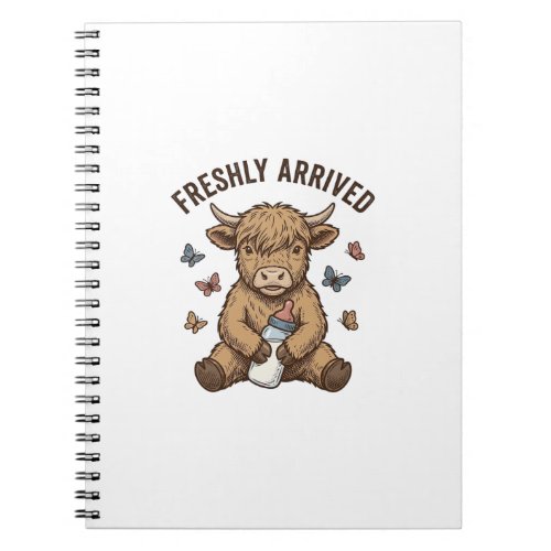 Newborn Highland Calf Baby Announcement Design Notebook