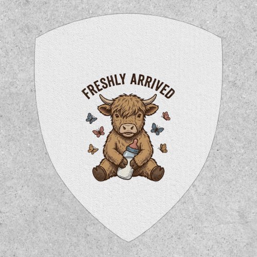 Newborn Highland Calf Baby Announcement Design Patch