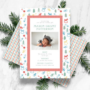 Newborn Holiday Photo Colorful Card