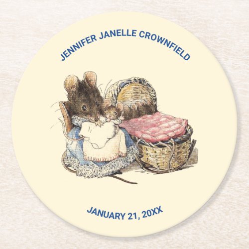 Newborn House Mouse Round Paper Coaster