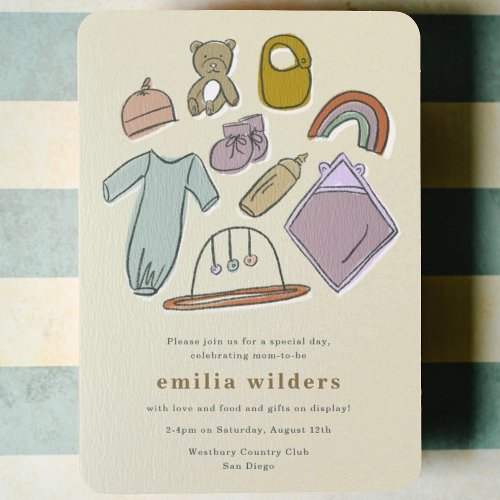 Newborn Illustrations Display Baby Shower Invitation