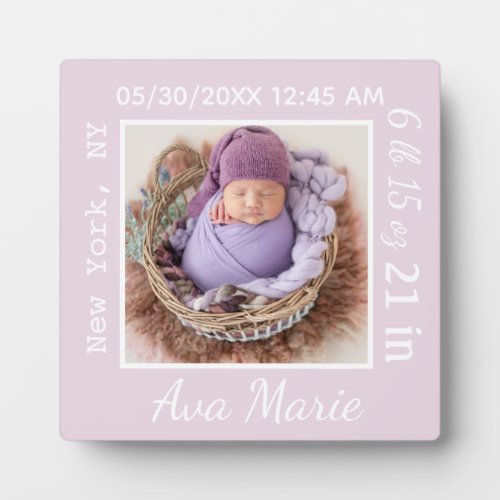 Newborn Keepsake Gift Birth Stats Announcement Plaque